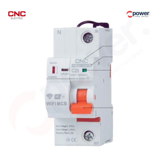 CNC 1P WiFi Smart Circuit Breaker YCB9ZF-63A – Remote Control & Protection