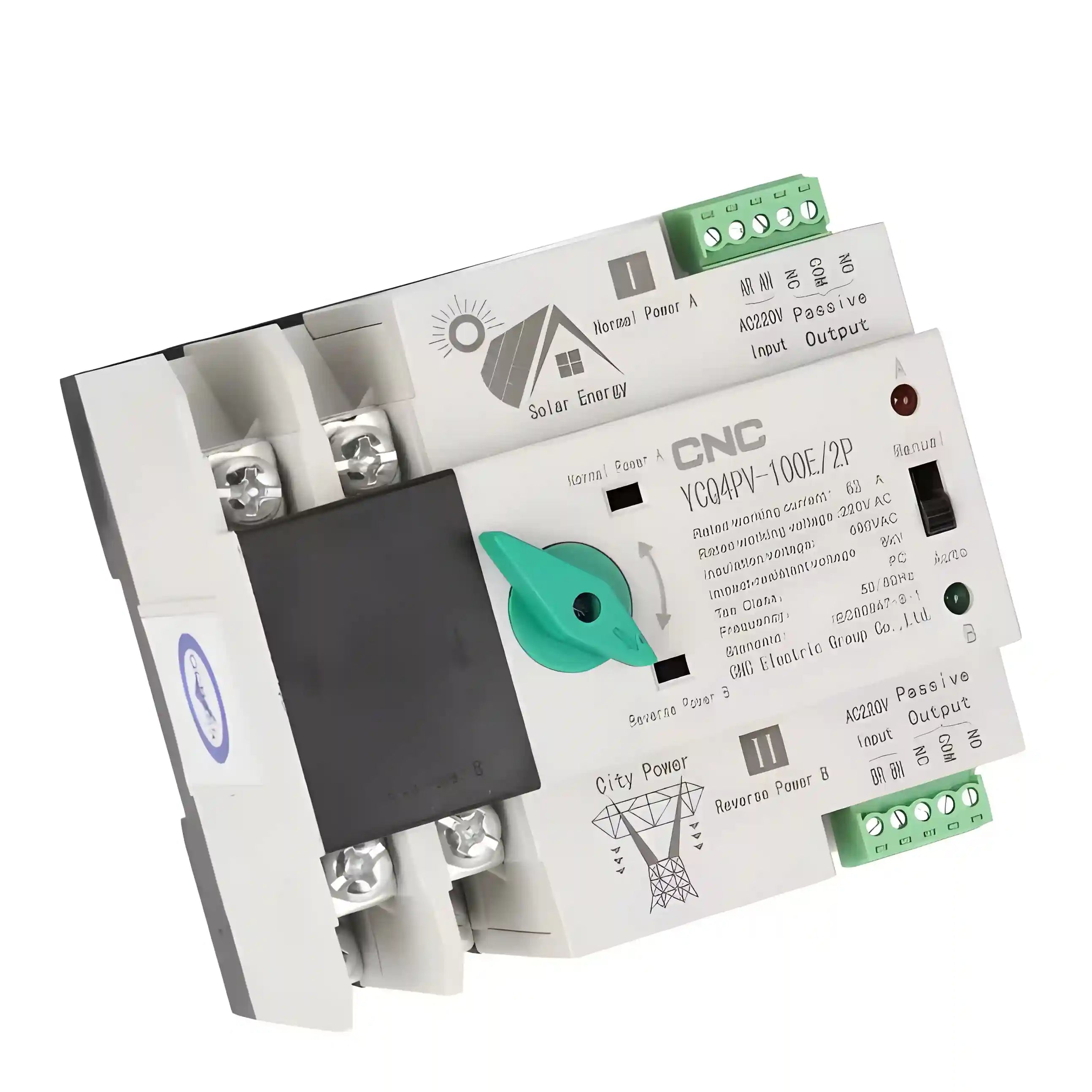CNC 2-Pole PV ATS Automatic Transfer Switch 100A – ATS YCQ4-100E