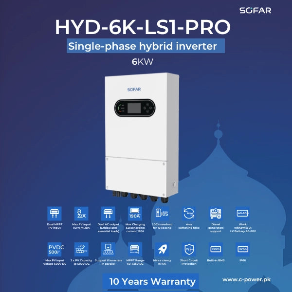 Sofar HYD 6KW LS1 Pro Single Phase Hybrid Inverter