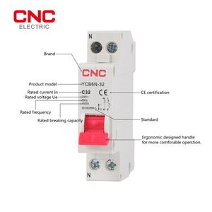 CNC 1P+N AC MCB Cricuit Breaker YCB9N-40