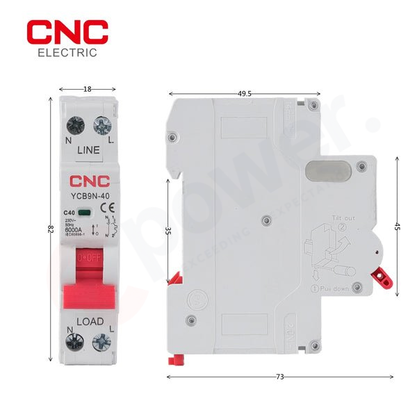 Shop CNC 1P+N MCB AC Circuit Breaker YCB9N-40 & Mini Circuit Breakers ...