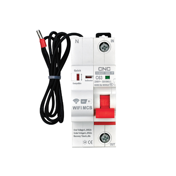 CNC 1P WiFi Smart Circuit Breaker YCB9ZF-63A – Remote Control & Protection