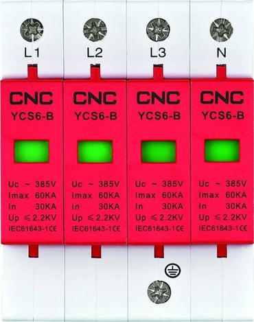 4P CNC AC SPD 385V Surge Protection Devices 30KA-60KA YCS6-B