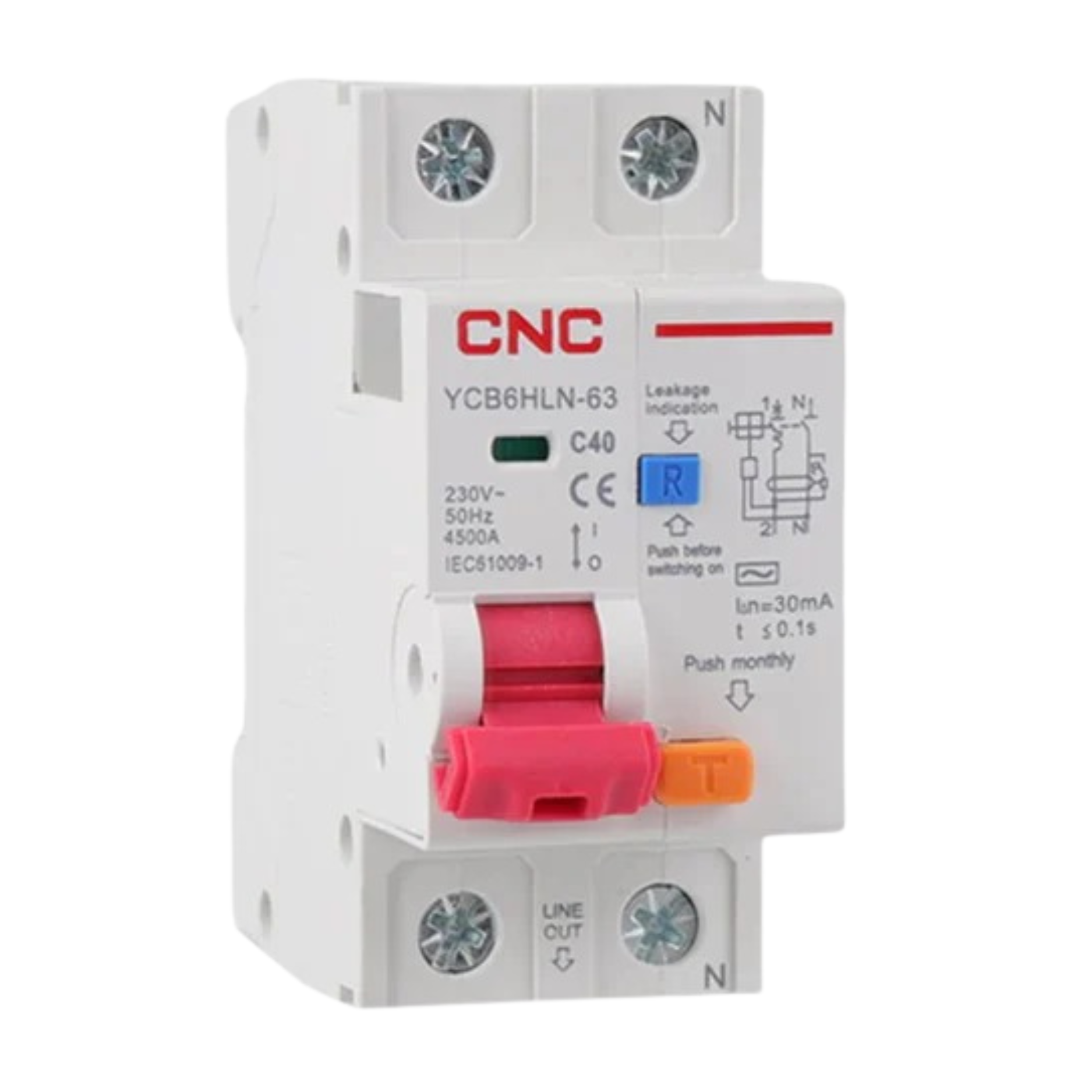 CNC 1P+N RCBO 32A - 63A YCB6HLE – Residual Current Circuit Breaker – C ...