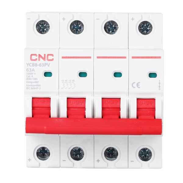 CNC DC  4 Pole 63A MCB Circuit Breakers 1000V YCB8-63PV