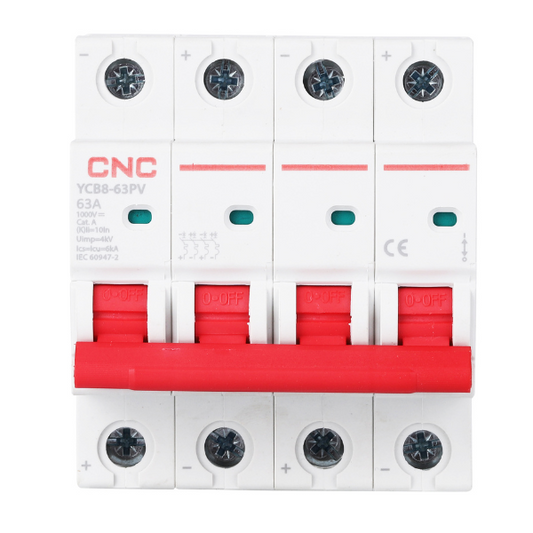 CNC DC  4 Pole 63A MCB Circuit Breakers 1000V YCB8-63PV 600