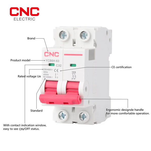 2P AC MCB Cricuit Breaker 500V YCB7H-63