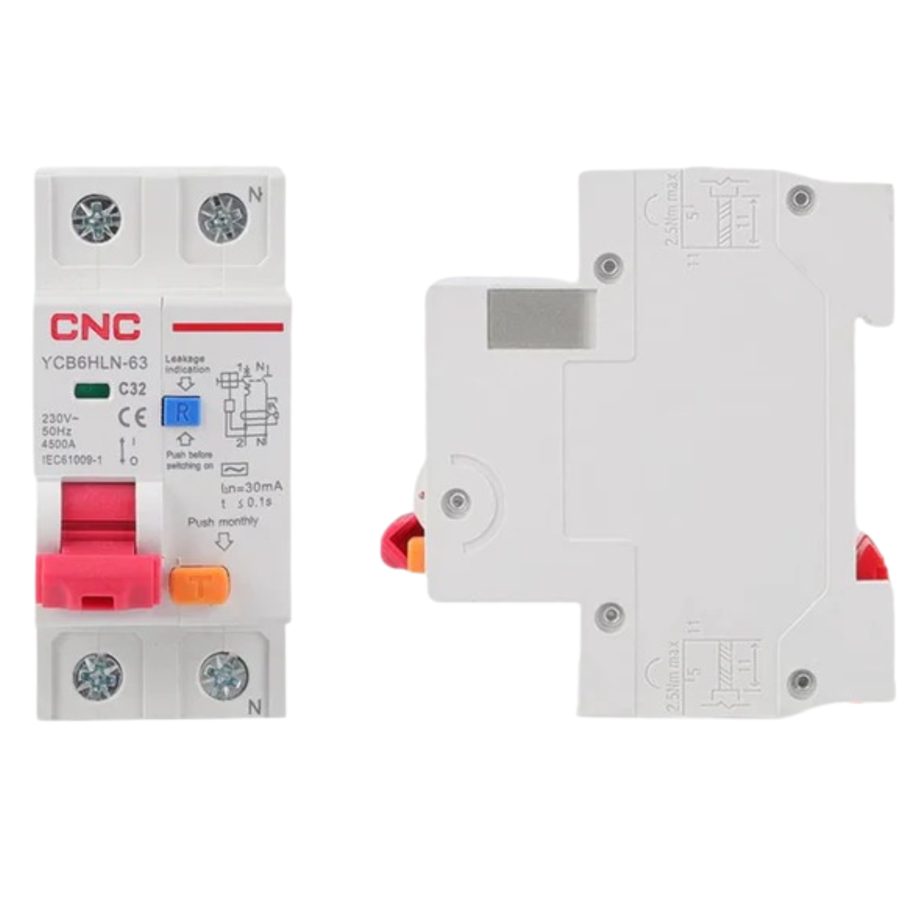 CNC 1P+N RCBO 32A - 63A YCB6HLE – Residual Current Circuit Breaker – C ...