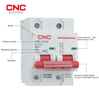 DC 2P Circuit Battery Breakers 500V Breaking Capacity 125A YCB1-125