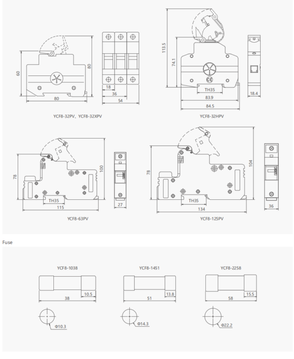 1000V DC FUSE Holder + Fuse RT18-32