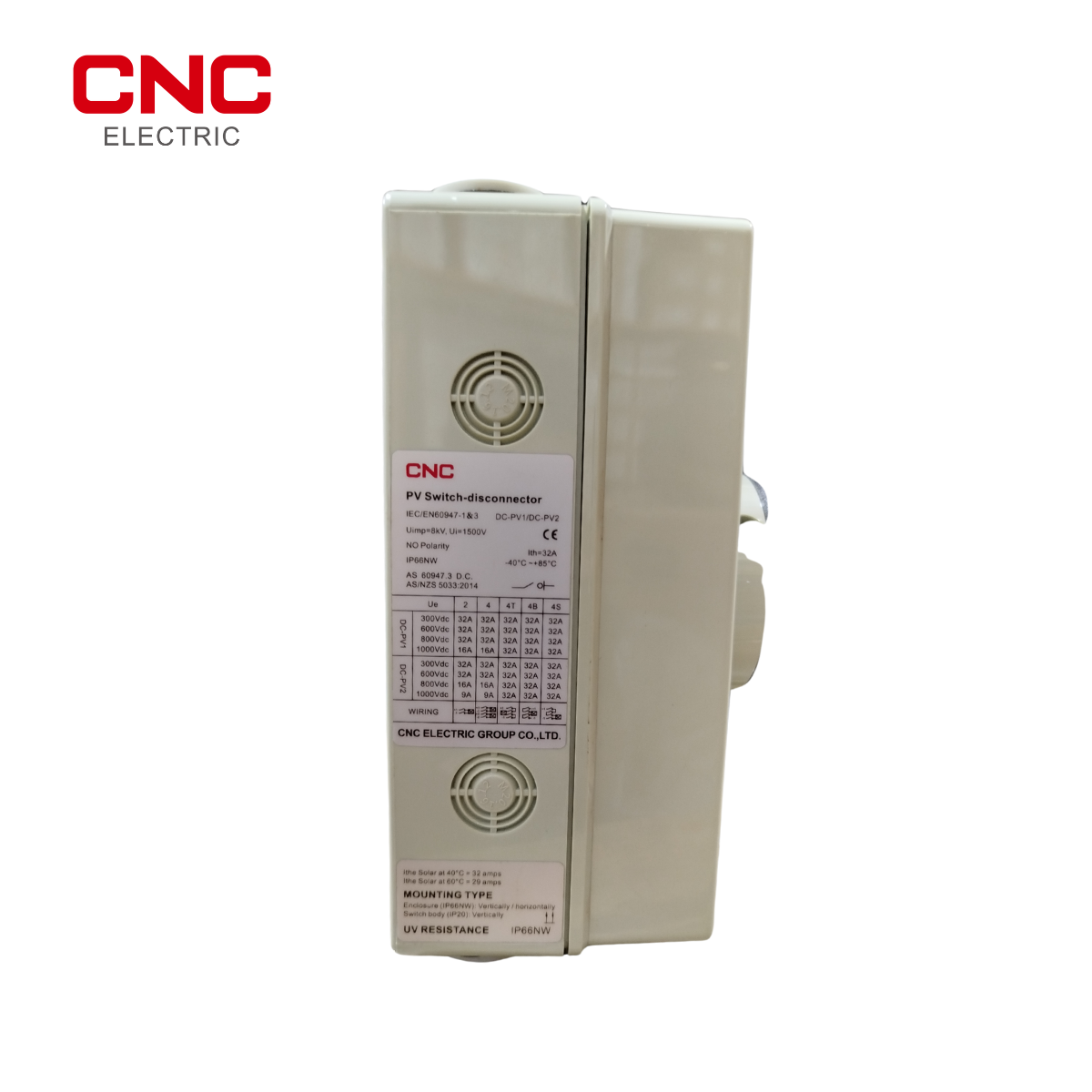 CNC DC Isolator 2-Pole – Wall Mounted Safety Switch