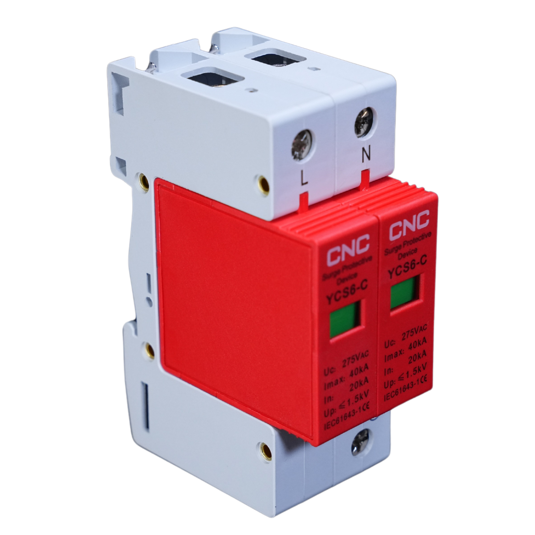 CNC 2P AC SPD 275V Surge Protection Devices 20KA-40KA YCS6-C