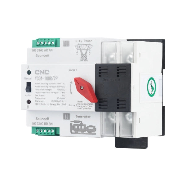 CNC 2-Pole ATS Automatic Transfer Switch 100A
