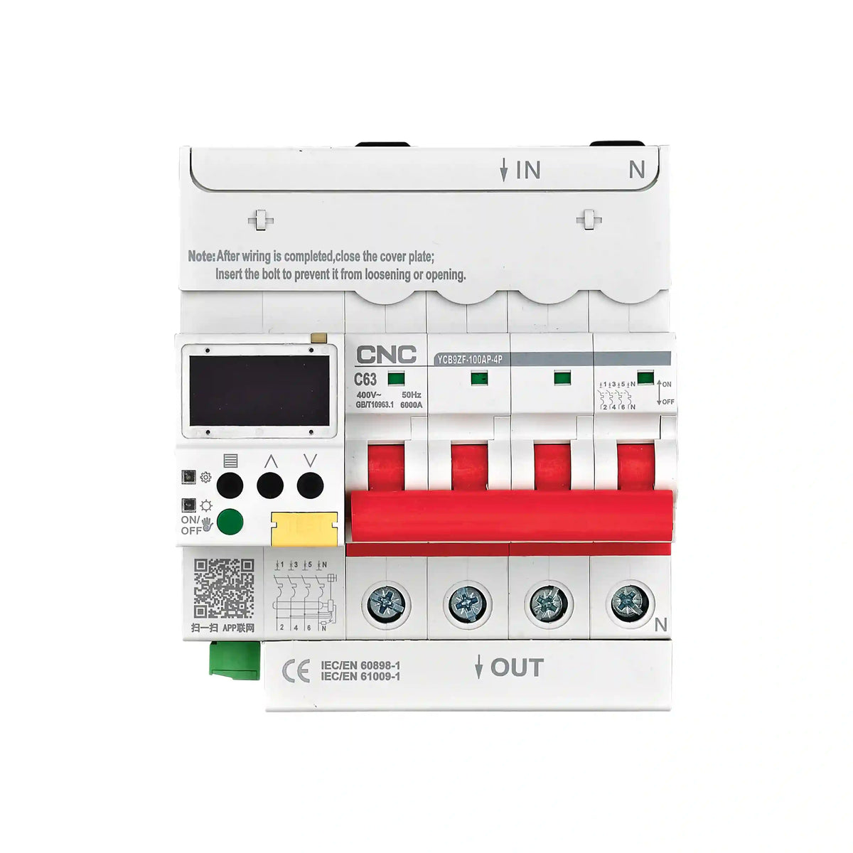CNC 4 pole WiFi Smart Circuit Breaker With Display Temperature Control
