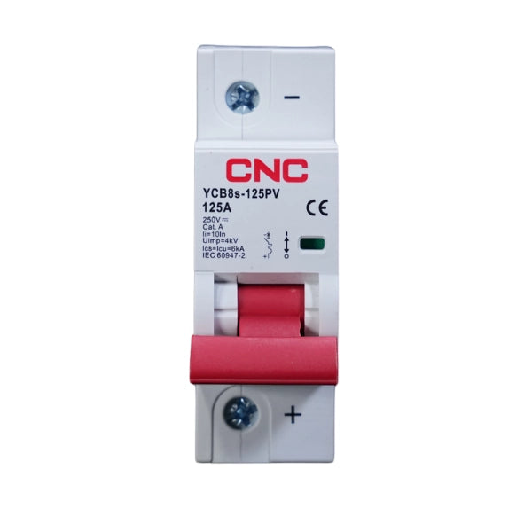 CNC DC 1 Pole 125A MCB Circuit Breakers 250V YCB8s-125PV