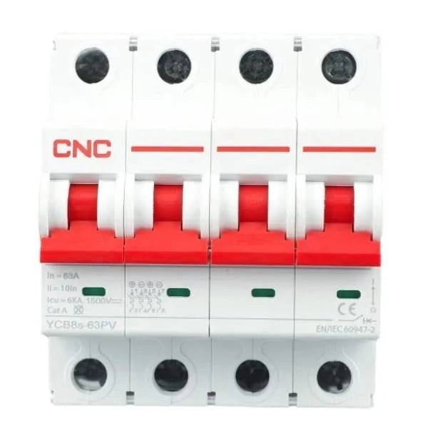 CNC DC 4 Pole 1500V MCB Circuit Breakers YCB8s-63PV
