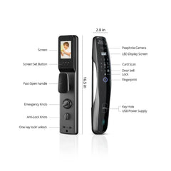 Okasha Smart AI Face Detection Door Lock with Video Doorbell