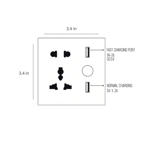 Okasha Smart Universal Socket with Dual USB 
