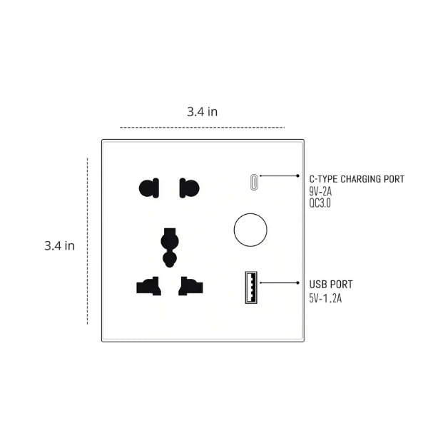 Okasha Smart Universal WiFi Socket with USB & Type-C