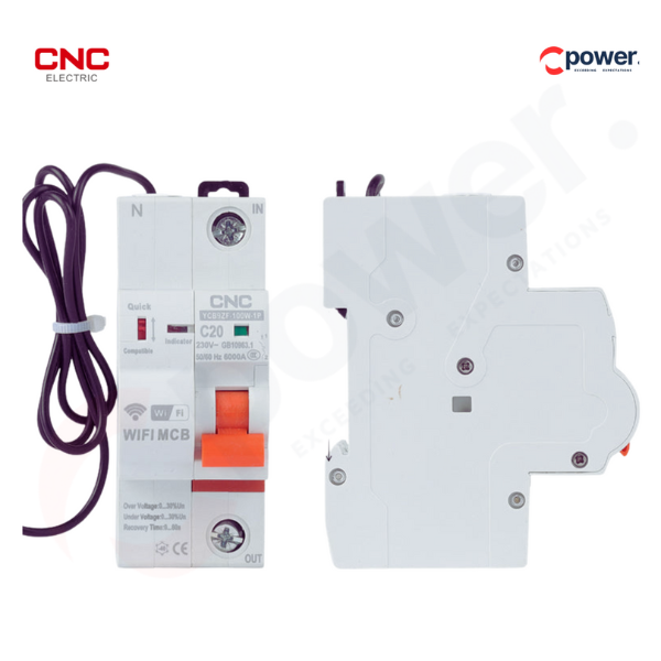 CNC 1P WiFi Smart Circuit Breaker YCB9ZF-63A – Remote Control & Protection