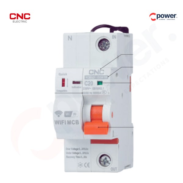 CNC 1P WiFi Smart Circuit Breaker YCB9ZF-63A – Remote Control & Protection