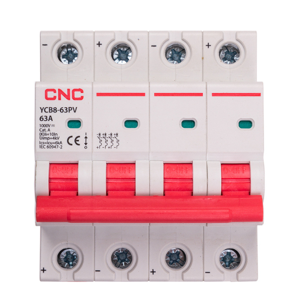 CNC DC  4 Pole 63A MCB Circuit Breakers 1000V YCB8-63PV