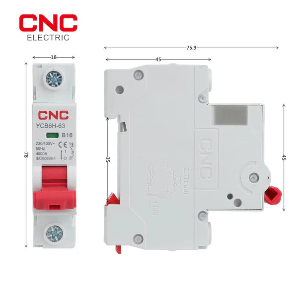 1P AC MCB Cricuit Breaker 500V YCB7H-63