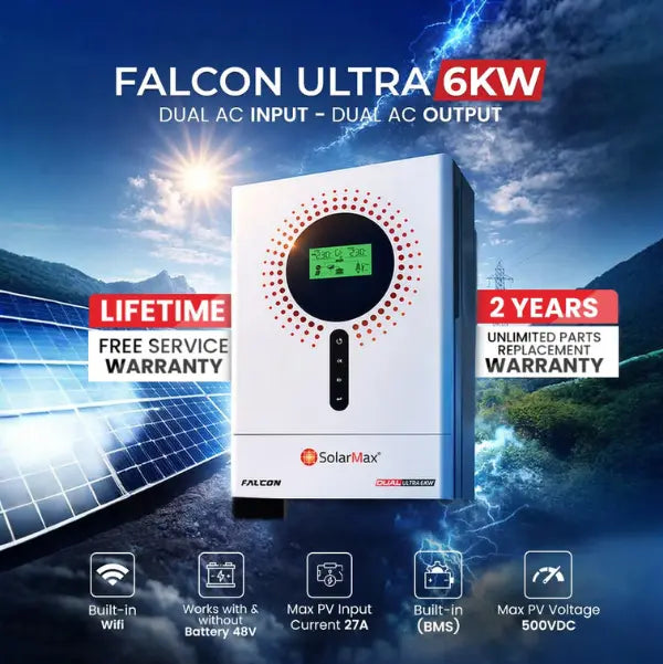 SolarMax Falcon 6KW Hybrid Solar Inverter –   Battery & Grid Support