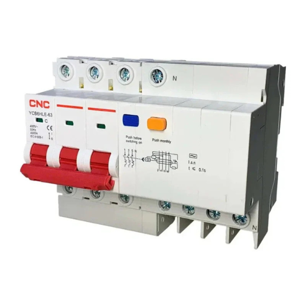 CNC 4P RCBO Residual Current Circuit Breakers YCB6HLE-63