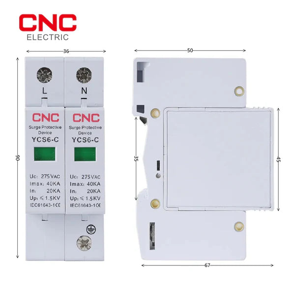 CNC AC 2P SPD 275V Surge Protection Devices 20KA-40KA YCS6-C